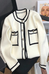 Pull cardigan à col rond Pull en tricot