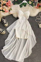 Schlanke hohe Taille asymmetrische elegante Partykleid Damen Kleider