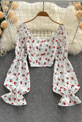 Chemisiers de plage courts à imprimés et taille élastique froncé