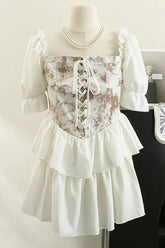 Bandage Gothic Kleid Rüschen Mini Partykleid