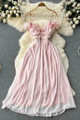 Elegant Off Shoulders Lady Strap Vacation Party Long Dress