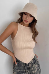 Irregular Knit Camisole Vest Tank Top