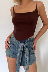 High Waisted Peach Buttocks Denim Shorts