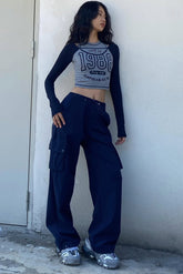 Pantalon cargo avec cordon de serrage à la taille et poches latérales