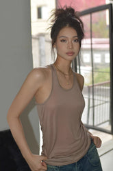 Solid Sleeveless Mesh Cami Top