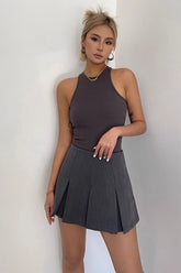 Jupe plissée unie à ourlet évasé