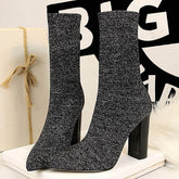 Chaussures d'hiver élégantes à talons carrés fins