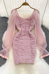 Partykleid mit Wickelhüften, Mini-Bodycon-Kleid