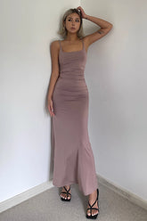 Solid Square Neck Slim Dress