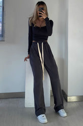 Pantalon de sport à jambe droite avec cordon de serrage à la taille