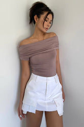 Ruffle Neck Off Shoulder Tops