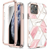 Full Body Stylish Bling Chrome Shockproof Protective Case With Built-In Screen Protector For Iphone 11 12 13 14