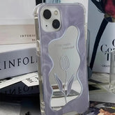 Cute Mirror Case Aesthetic Y2K Compatible with iPhone 11 12 13 14 15 Kawaii Flower Design Protective Shockproof Floral Case