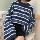 White Striped Mock Neck Cropped Pullovers Sweaters