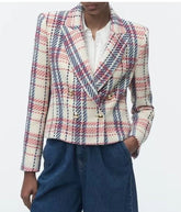 Manteaux à carreaux chics à double boutonnage