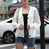 Pull cardigan en tricot à col en V profond