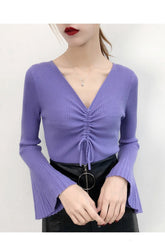 Pulls fins à col en V et cordon de serrage