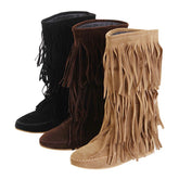 Tassel Low Heel 3 Layers Winter Boots