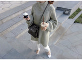 Lantern Sleeve Thick Slit Oversized Sweaters