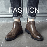 Mens Full Black Front Zipper Ankle Boots