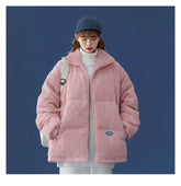 Streetwear Style Stand Collar Cotton Filled Puffy Coats