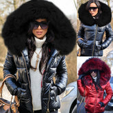 Fur Edge Hooded Warm Puffy Down Coat