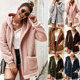 Turn Down Collar Hooded Fluffy Outwear Coats