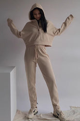 Ensemble deux pièces à capuche et pantalon à cordon de serrage à la taille