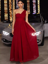 One Shoulder Pleated Party Banquet Dress