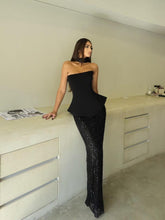 Elegant Bandage Neck Skirt Half-Length Sequin Skirt Set