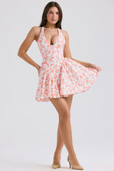 Sweet Rural Style Halterneck Backless Mini Dress