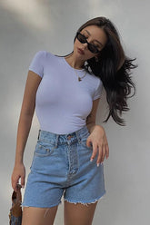 Zip Detail Pocket Side Denim Shorts