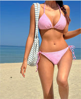 Maillot de bain bikini en satin argenté