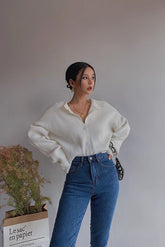 Rib-knit Drop Sleeve Buttoned Front Sweater Cardigan