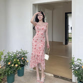 Sweetheart Neck Ruffle Hem Dress