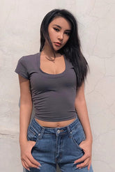 Fitted Basic Cami Tee Crop Tops