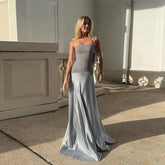 Strapless elegant satin dress