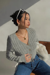 Cardigan boutonné en tricot torsadé à manches longues, pull ouvert sur le devant, manteau d'extérieur