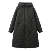 Geometrical Design Cotton Hooded Long Coats