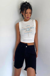 Sleeveless Letter Print Crop Tank Top Shirt