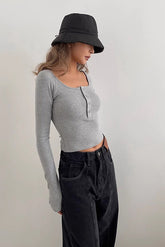 Ribbed Buttoned Front Fitted Basic Shirts