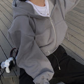 Sweats à capuche amples, fermeture éclair, confortables et simples