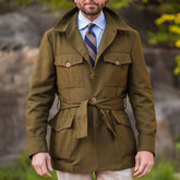 Vintage Buttoned Trench Coat: Casual Solid Color Outerwear for Men's 2024