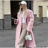 Chic Pink Woolen Overcoats