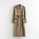 Korean Style Long Khaki Red Trench Coat