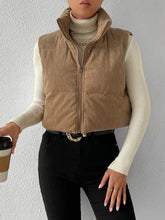 Corduroy Puffer Vest: Stylish Sleeveless Jacket for Fall/Winter