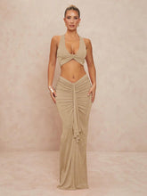 Strapless Slit Half-Length Skirt Set