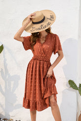 Swiss Dot Short Sleeve Chiffon Dress