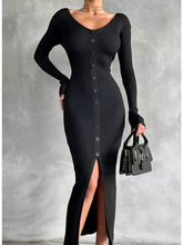 That Covers The Buttocks V-neck Knitted Dress