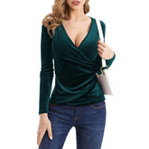 V-Neck Elegant Long-Sleeved T-Shirt